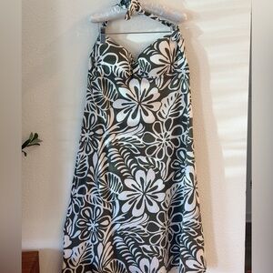 Tommy Bahama Olive and White Leaf Print Dress NWT // S